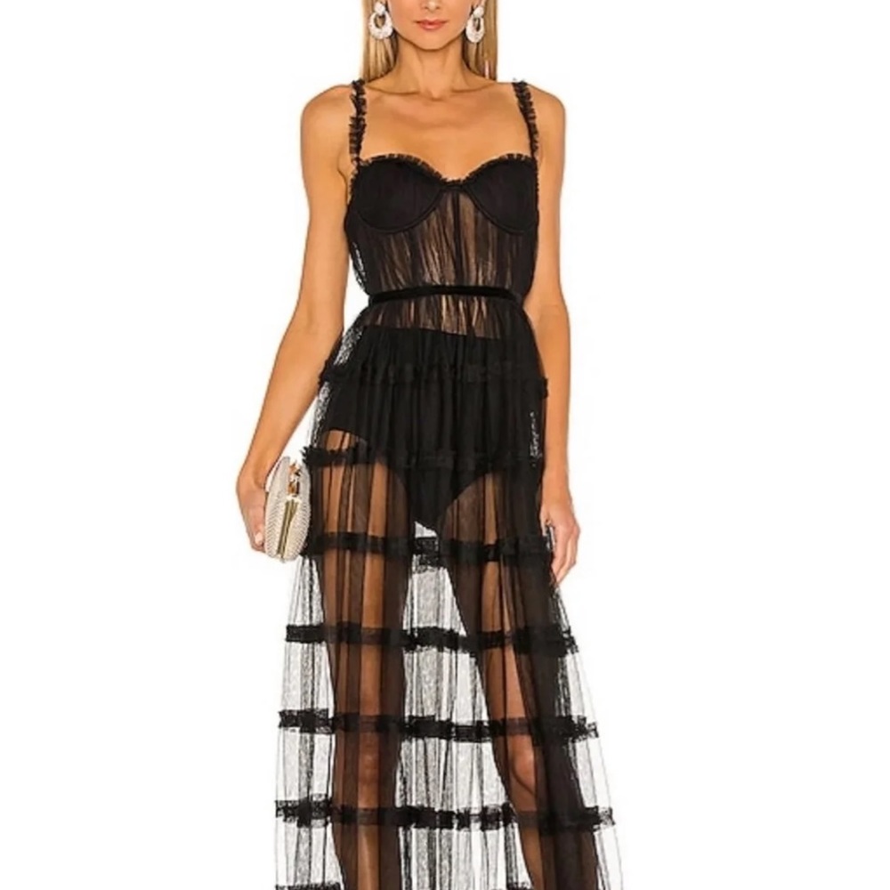 SAU LEE Camille tulle ruffle dress gown